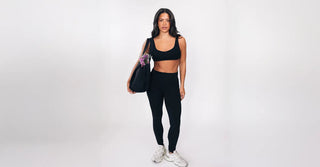 Woman in black TENCEL Lyocell activewear set