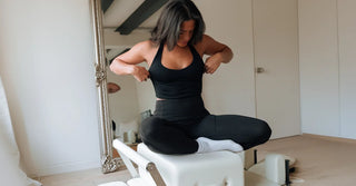 Woman in black TENCEL Lyocell activewear set