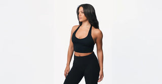 Woman in black TENCEL Lyocell activewear set