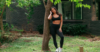 Woman in black TENCEL Lyocell activewear set