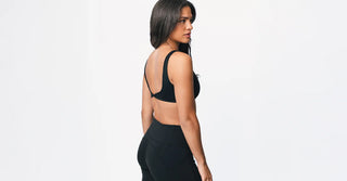 Woman in black TENCEL Lyocell activewear set