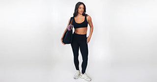Woman in black TENCEL Lyocell activewear set