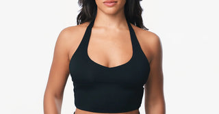 Woman in black TENCEL Lyocell activewear set