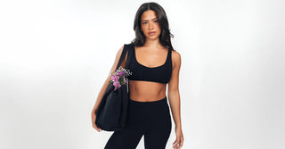 Woman in black TENCEL Lyocell activewear set
