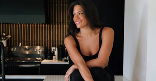 Woman in black TENCEL Lyocell activewear set
