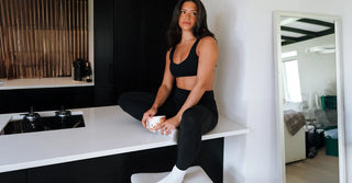 Woman in black TENCEL Lyocell activewear set