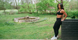 Woman in black TENCEL Lyocell activewear set