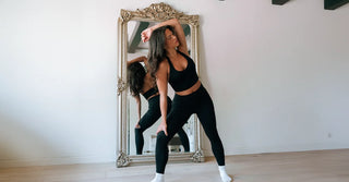 Woman in black TENCEL Lyocell activewear set
