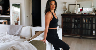 Woman in black TENCEL Lyocell activewear set