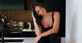 Woman in black TENCEL Lyocell activewear set
