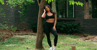 Woman in black TENCEL Lyocell activewear set