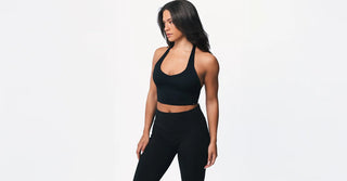 Woman in black TENCEL Lyocell activewear set