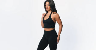 Woman in black TENCEL Lyocell activewear set