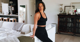 Woman in black TENCEL Lyocell activewear set