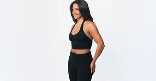 Woman in black TENCEL Lyocell activewear set