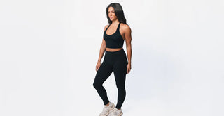 Woman in black TENCEL Lyocell activewear set