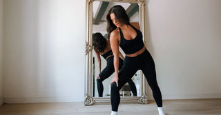 Woman in black TENCEL Lyocell activewear set