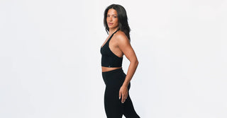 Woman in black TENCEL Lyocell activewear set