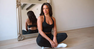 Woman in black TENCEL Lyocell activewear set