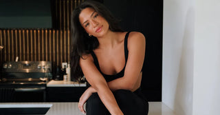 Woman in black TENCEL Lyocell activewear set