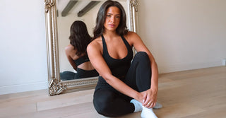 Woman in black TENCEL Lyocell activewear set