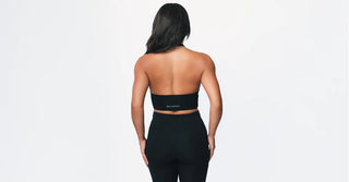 Woman in black TENCEL Lyocell activewear set