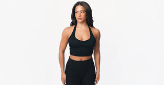 Woman in black TENCEL Lyocell activewear set