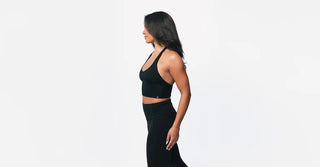 Woman in black TENCEL Lyocell activewear set