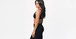 Woman in black TENCEL Lyocell activewear set