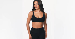 Woman in black TENCEL Lyocell activewear set