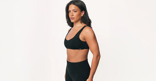 Woman in black TENCEL Lyocell activewear set