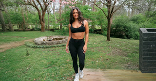 Woman in black TENCEL Lyocell activewear set