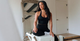 Woman in black TENCEL Lyocell activewear set