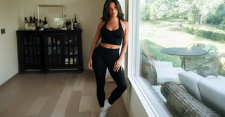 Woman in black TENCEL Lyocell activewear set