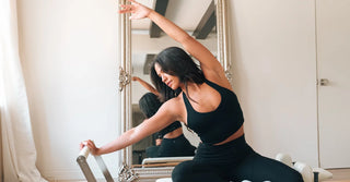 Woman in black TENCEL Lyocell activewear set