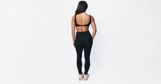 Woman in black TENCEL Lyocell activewear set
