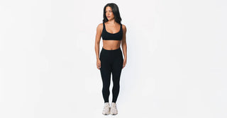 Woman in black TENCEL Lyocell activewear set