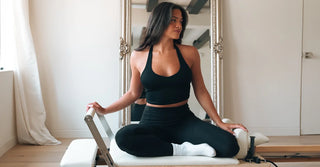 Woman in black TENCEL Lyocell activewear set