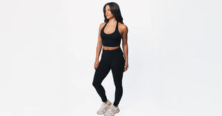 Woman in black TENCEL Lyocell activewear set