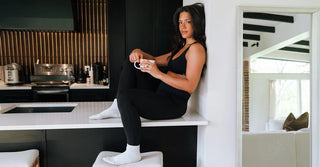 Woman in black TENCEL Lyocell activewear set