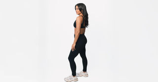 Woman in black TENCEL Lyocell activewear set