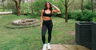 Woman in black TENCEL Lyocell activewear set