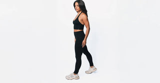 Woman in black TENCEL Lyocell activewear set